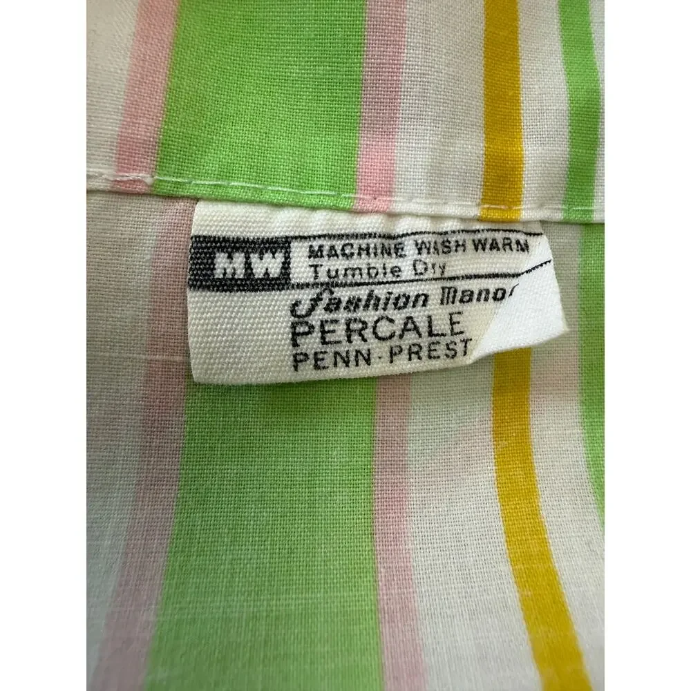 Vintage Striped Pillowcases JCPenney Percale Pink Green Cottagecore Pair 30x20